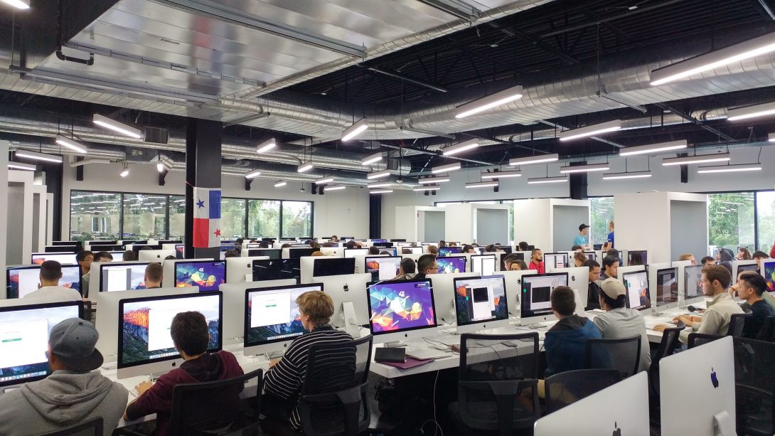 That's a lot of iMacs... Hundreds of iMacs with lots of students using them in the 42 Paris lab.