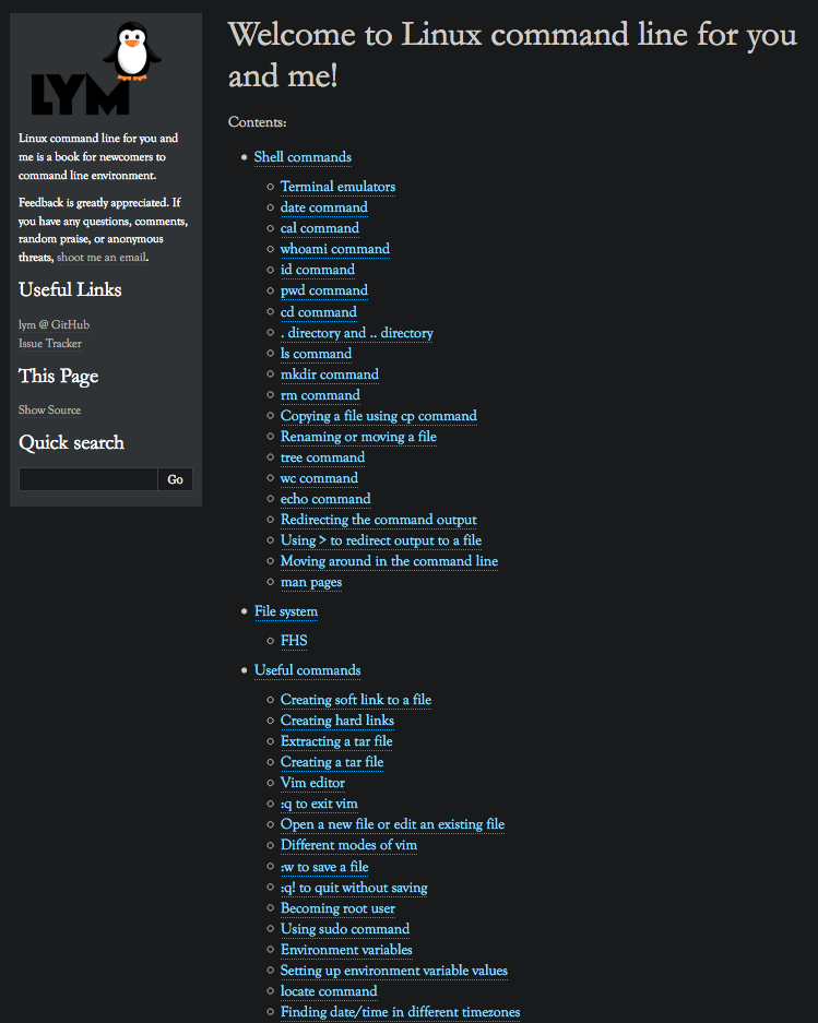 Wiki formatted links with a penguin in top left corner.
