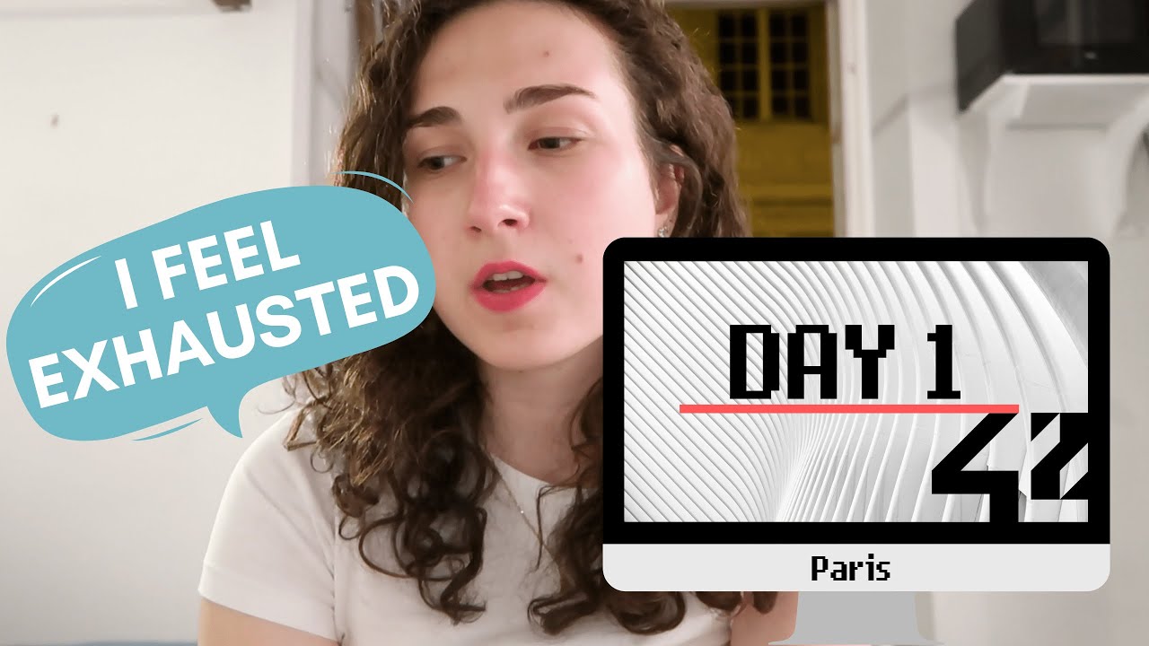 Youtube thumbnail of girl looking exhausted, captions say day 1 42, I feel exhausted.