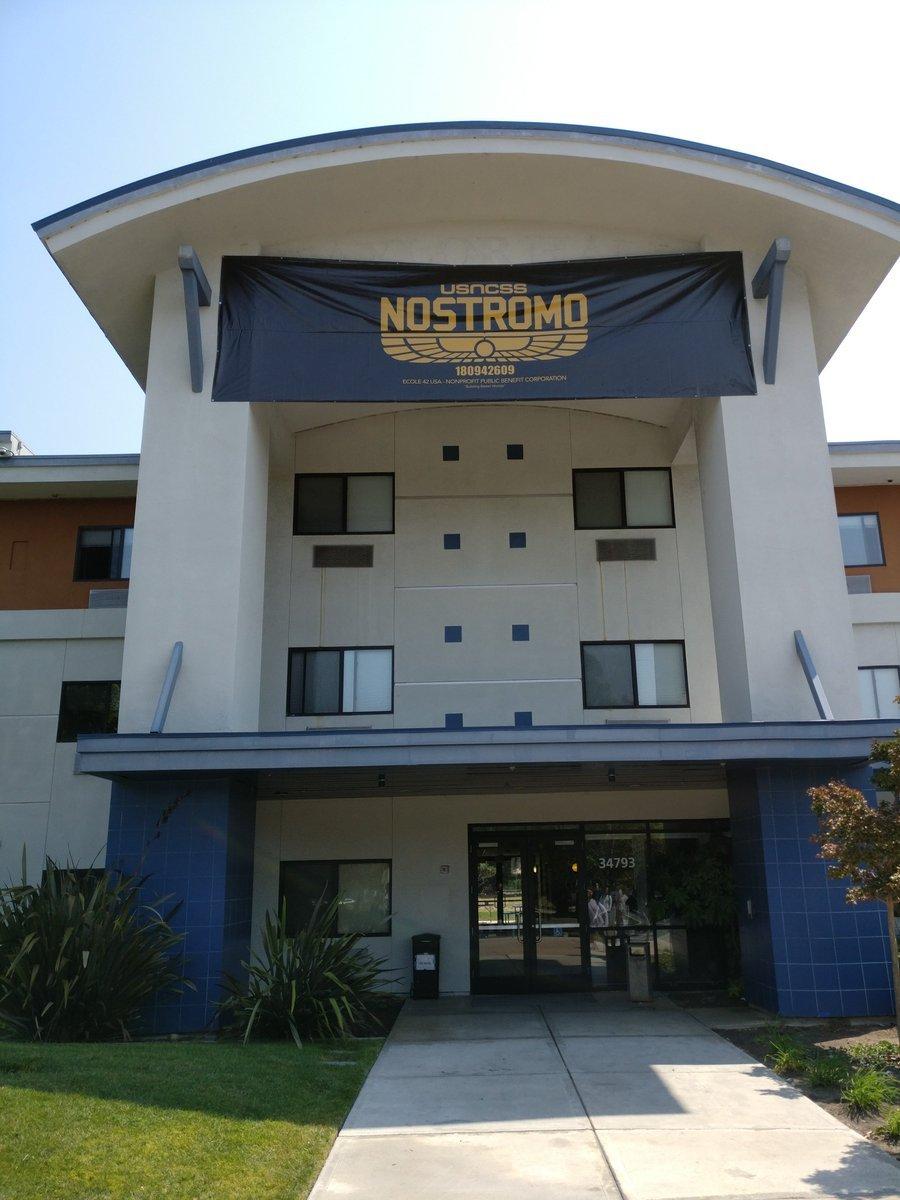 Part of the landing page of 42 Nostromo dorms sign in page.